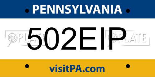 502EIP Pennsylvania License Plate