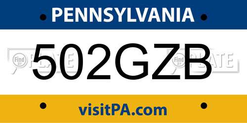 502GZB Pennsylvania License Plate