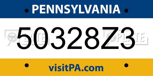50328Z3 Pennsylvania License Plate