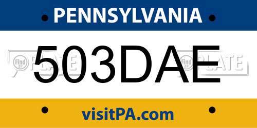 503DAE Pennsylvania License Plate