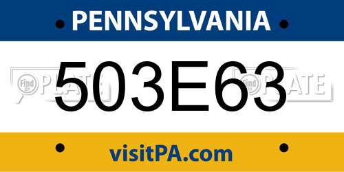 503E63 Pennsylvania License Plate