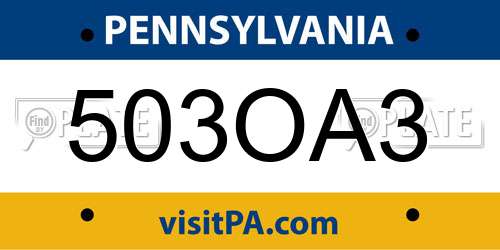 503OA3 Pennsylvania License Plate