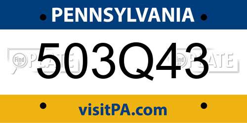 503Q43 Pennsylvania License Plate