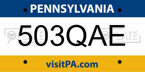 503QAE Pennsylvania License Plate