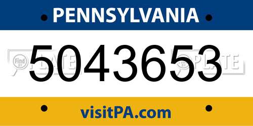 5043653 Pennsylvania License Plate