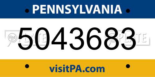 5043683 Pennsylvania License Plate