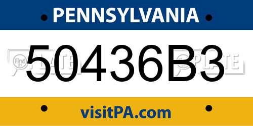 50436B3 Pennsylvania License Plate
