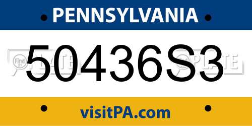 50436S3 Pennsylvania License Plate