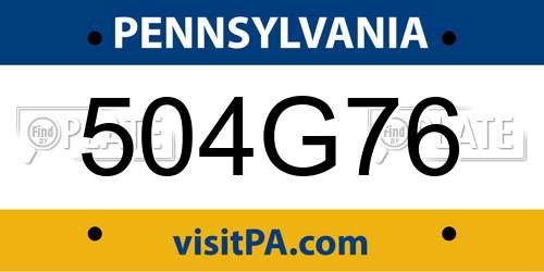 504G76 Pennsylvania License Plate