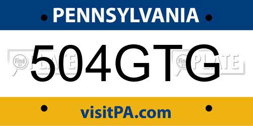 504GTG Pennsylvania License Plate