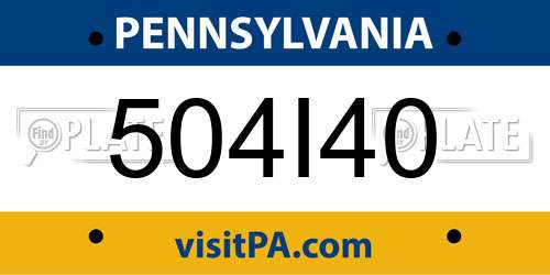 504I40 Pennsylvania License Plate