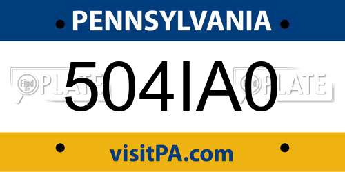 504IA0 Pennsylvania License Plate