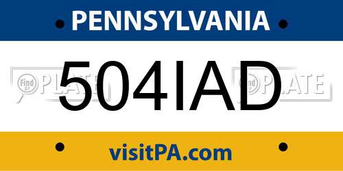 504IAD Pennsylvania License Plate