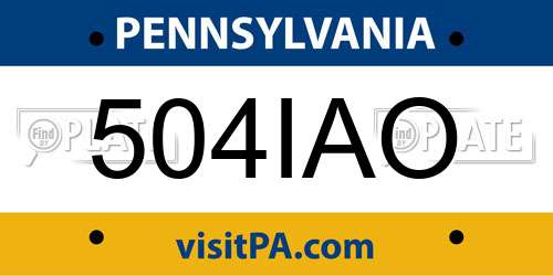 504IAO Pennsylvania License Plate