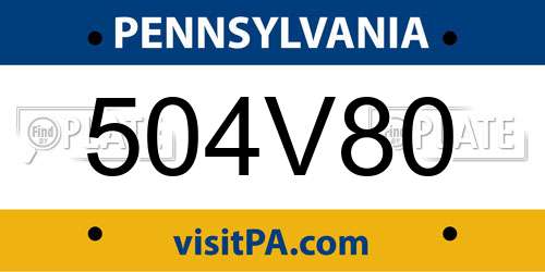 504V80 Pennsylvania License Plate