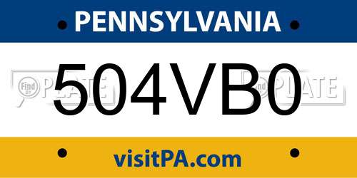 504VB0 Pennsylvania License Plate
