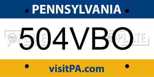 504VBO Pennsylvania License Plate