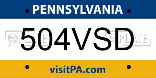 504VSD Pennsylvania License Plate