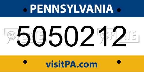 5050212 Pennsylvania License Plate