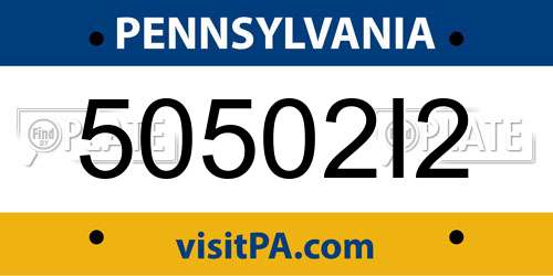 50502I2 Pennsylvania License Plate