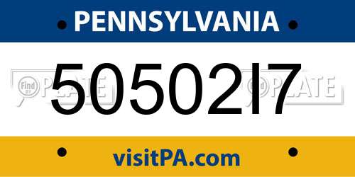50502I7 Pennsylvania License Plate