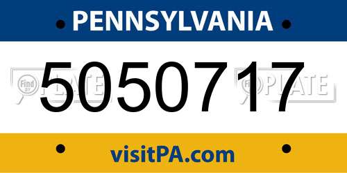 5050717 Pennsylvania License Plate