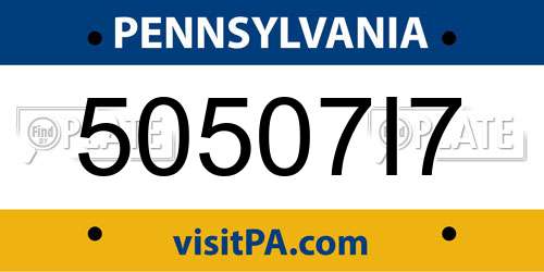 50507I7 Pennsylvania License Plate
