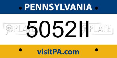 5052II Pennsylvania License Plate