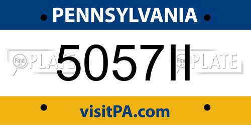 5057II Pennsylvania License Plate