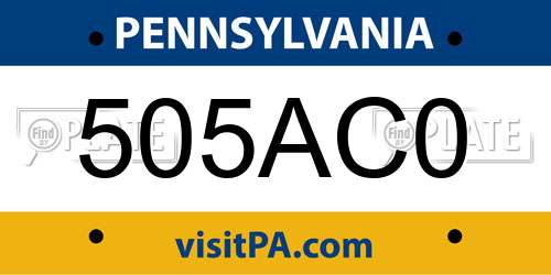 505AC0 Pennsylvania License Plate