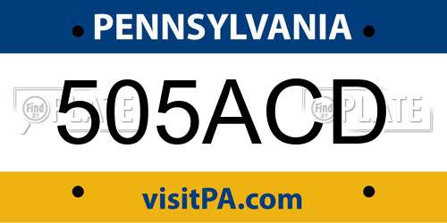 505ACD Pennsylvania License Plate