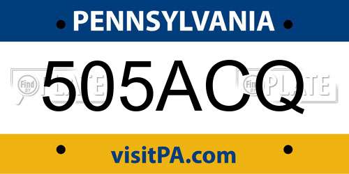 505ACQ Pennsylvania License Plate