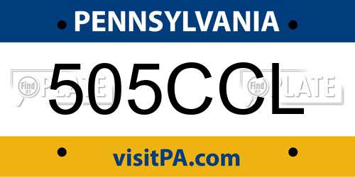 505CCL Pennsylvania License Plate