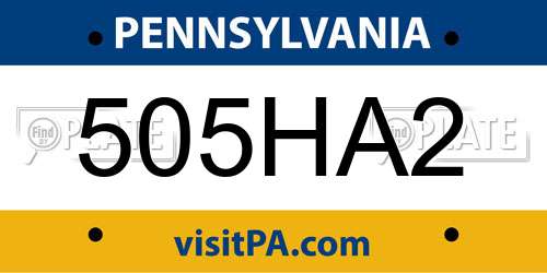505HA2 Pennsylvania License Plate