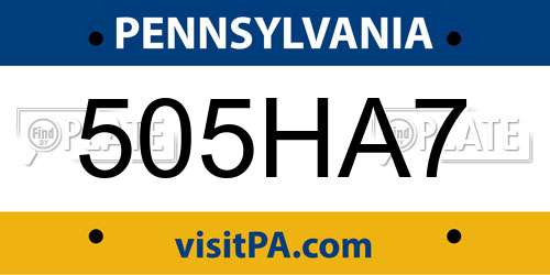 505HA7 Pennsylvania License Plate