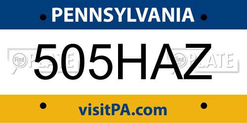 505HAZ Pennsylvania License Plate