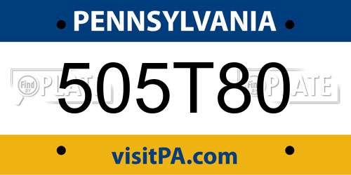 505T80 Pennsylvania License Plate