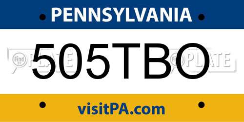 505TBO Pennsylvania License Plate