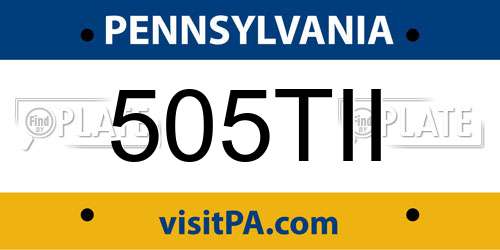 505TII Pennsylvania License Plate