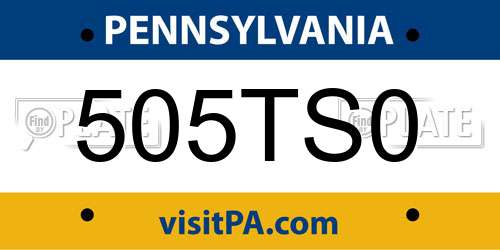 505TS0 Pennsylvania License Plate