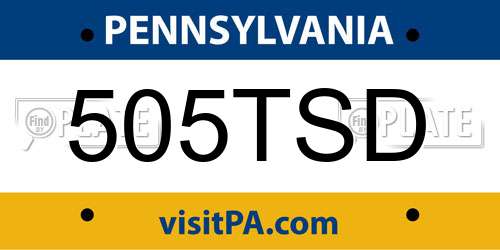 505TSD Pennsylvania License Plate