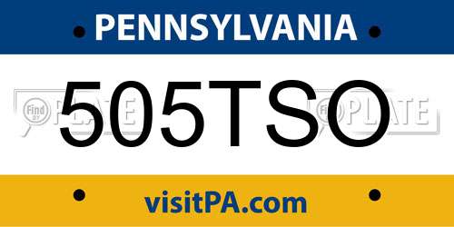 505TSO Pennsylvania License Plate