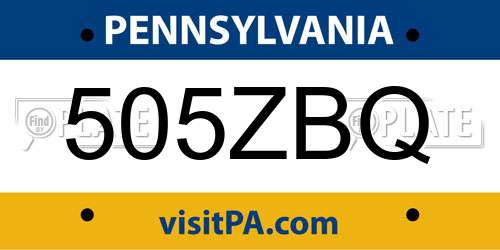 505ZBQ Pennsylvania License Plate