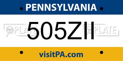 505ZII Pennsylvania License Plate
