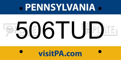 506TUD Pennsylvania License Plate