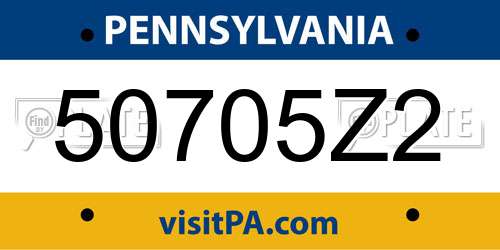50705Z2 Pennsylvania License Plate