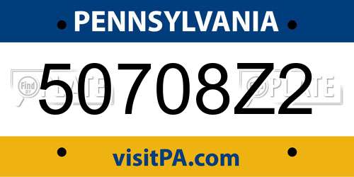 50708Z2 Pennsylvania License Plate