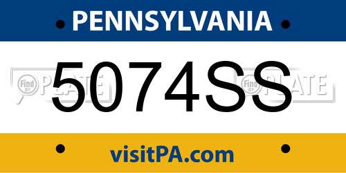 5074SS Pennsylvania License Plate
