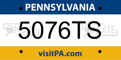 5076TS Pennsylvania License Plate