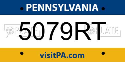 5079RT Pennsylvania License Plate